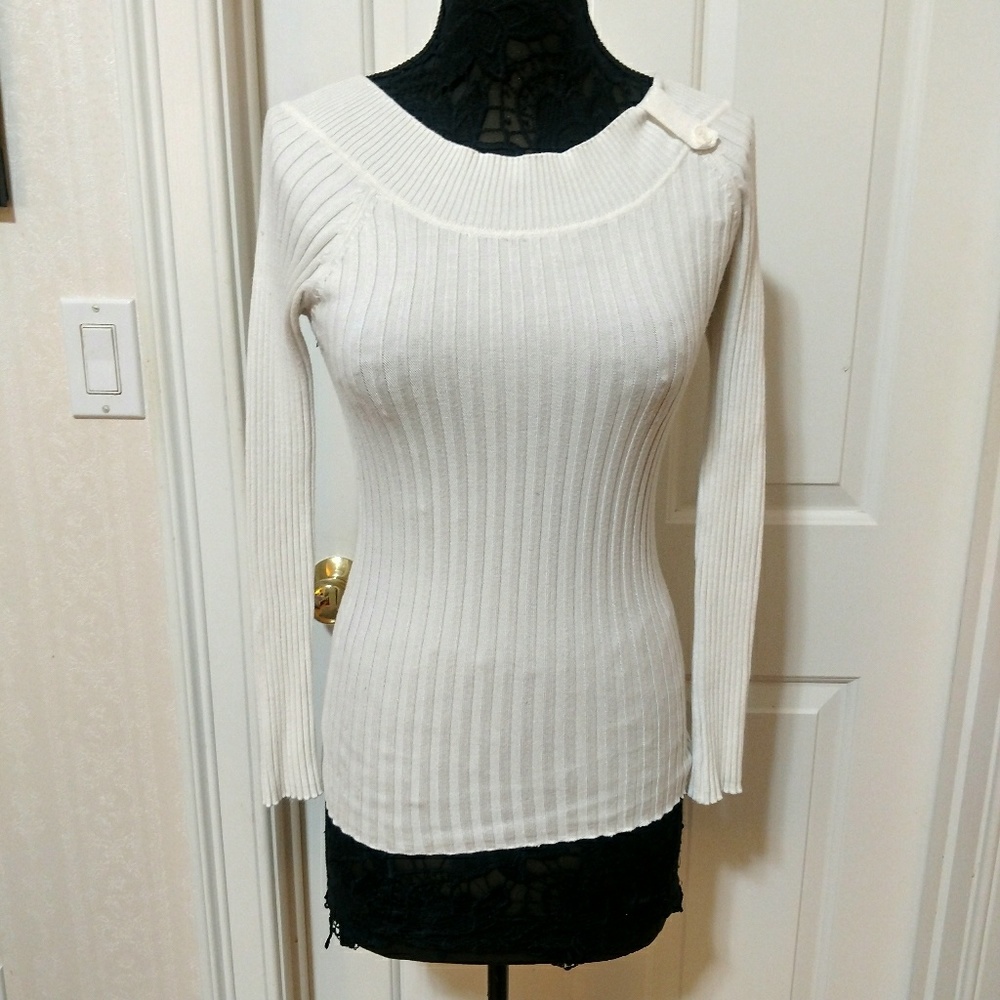 Cream ribbed sweater